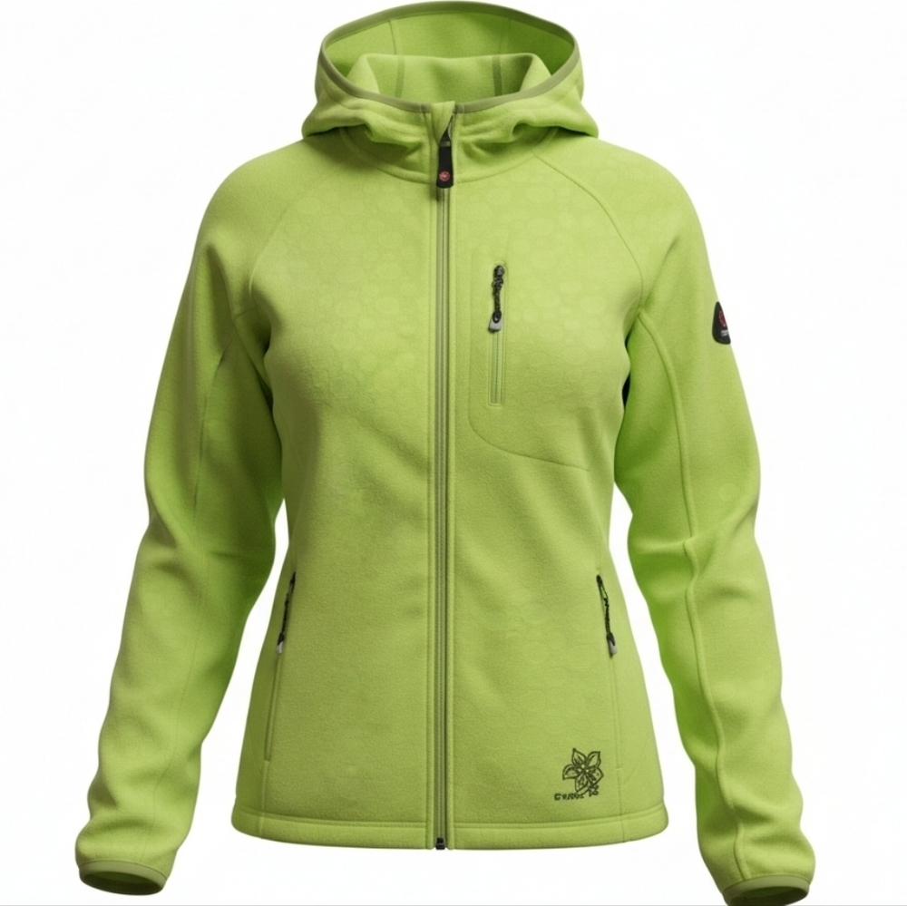 Killtec Lime Green Fleece Full Zip Hood Jacket Size 10 Tech Comfort Functional